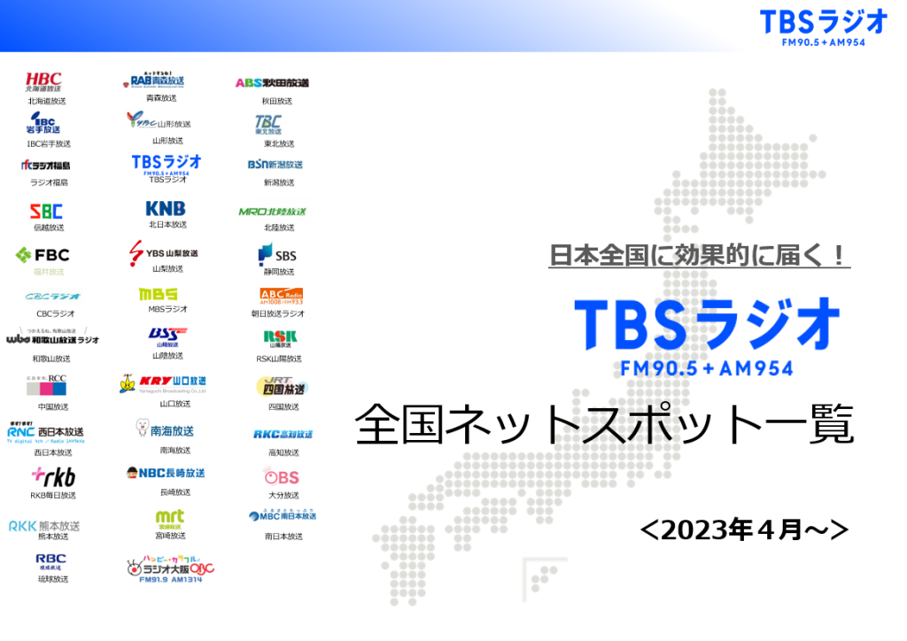 TBSラジオ全国ネットスポット一覧